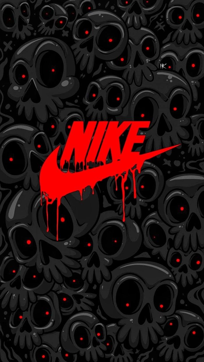 Nike Skull Wallpaper with Red Paint