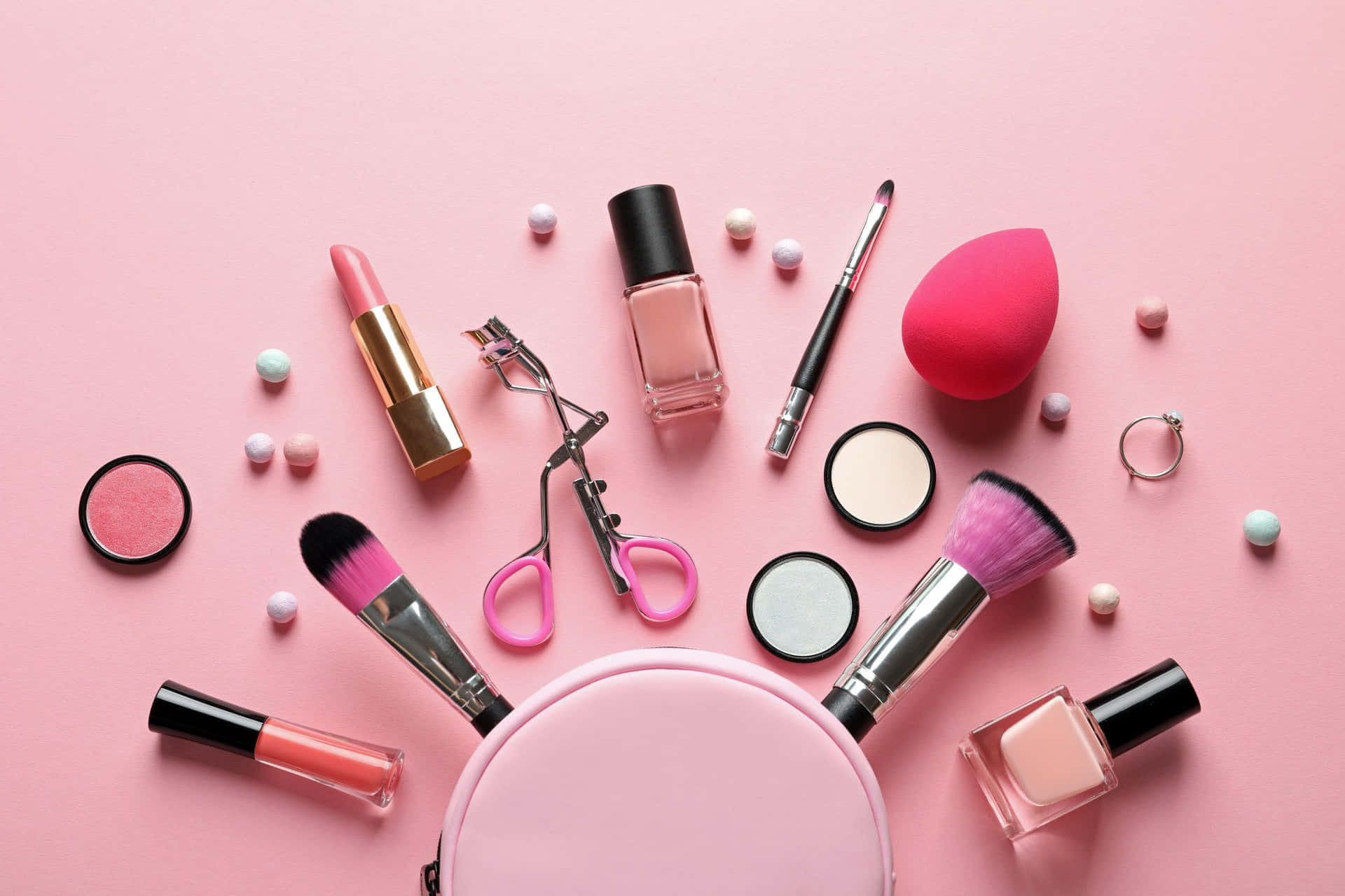 Download Pink Makeup Collection Flatlay