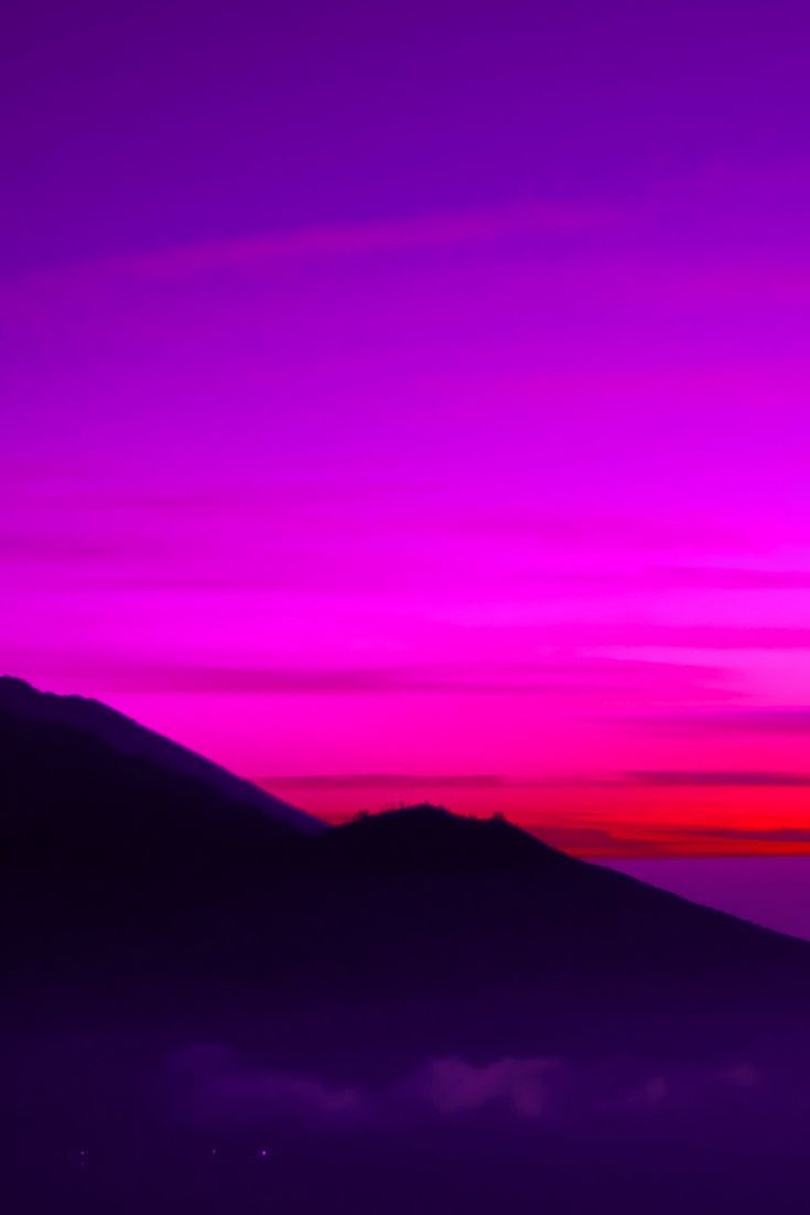 Purple Sunset Behind Mountain Wallpaper