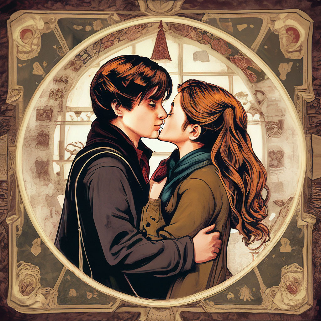 Harry Potter and Hermione kiss on