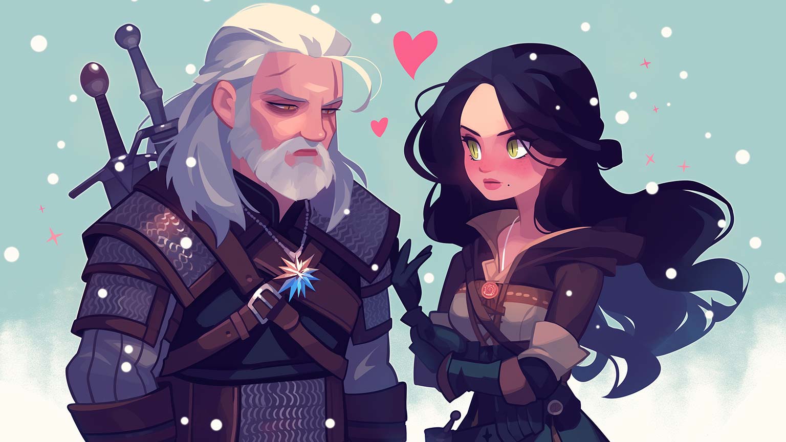 Geralt & Yennefer Desktop Wallpaper
