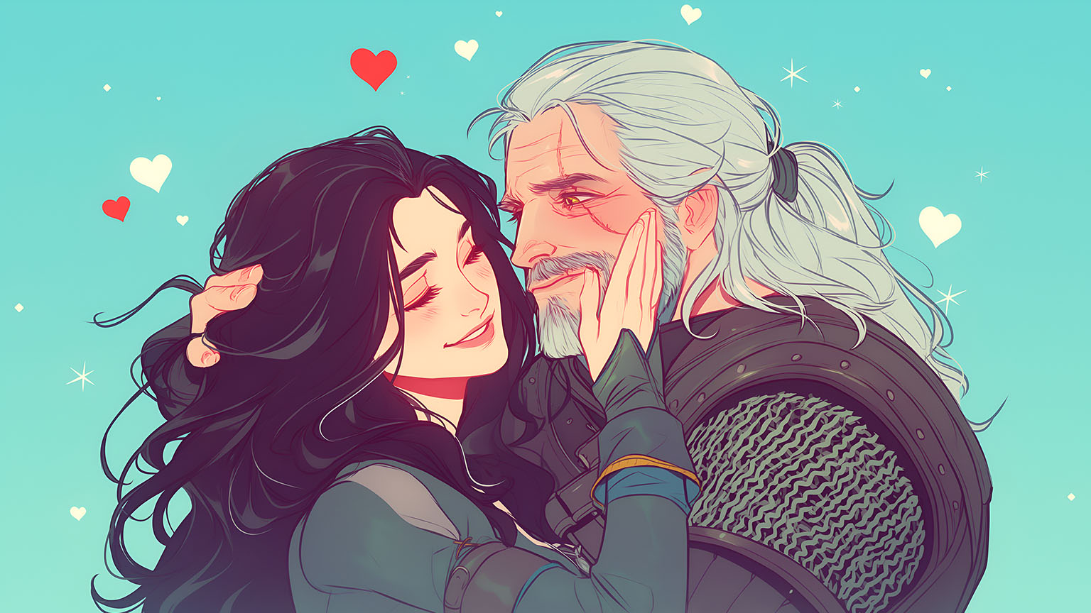 Lovely Geralt Yennefer Cute Wallpaper