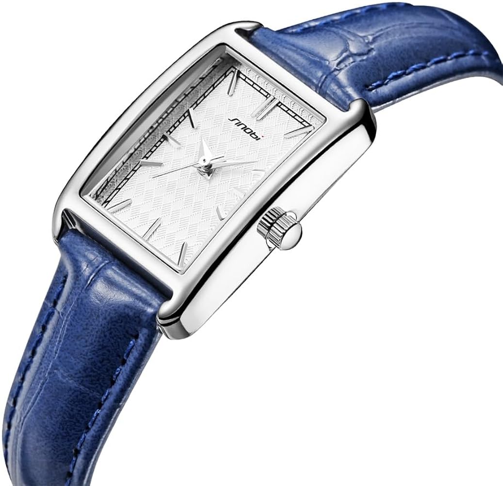 Sinobi Minimalist Causal Square Watch for Women Leather Strap Watch