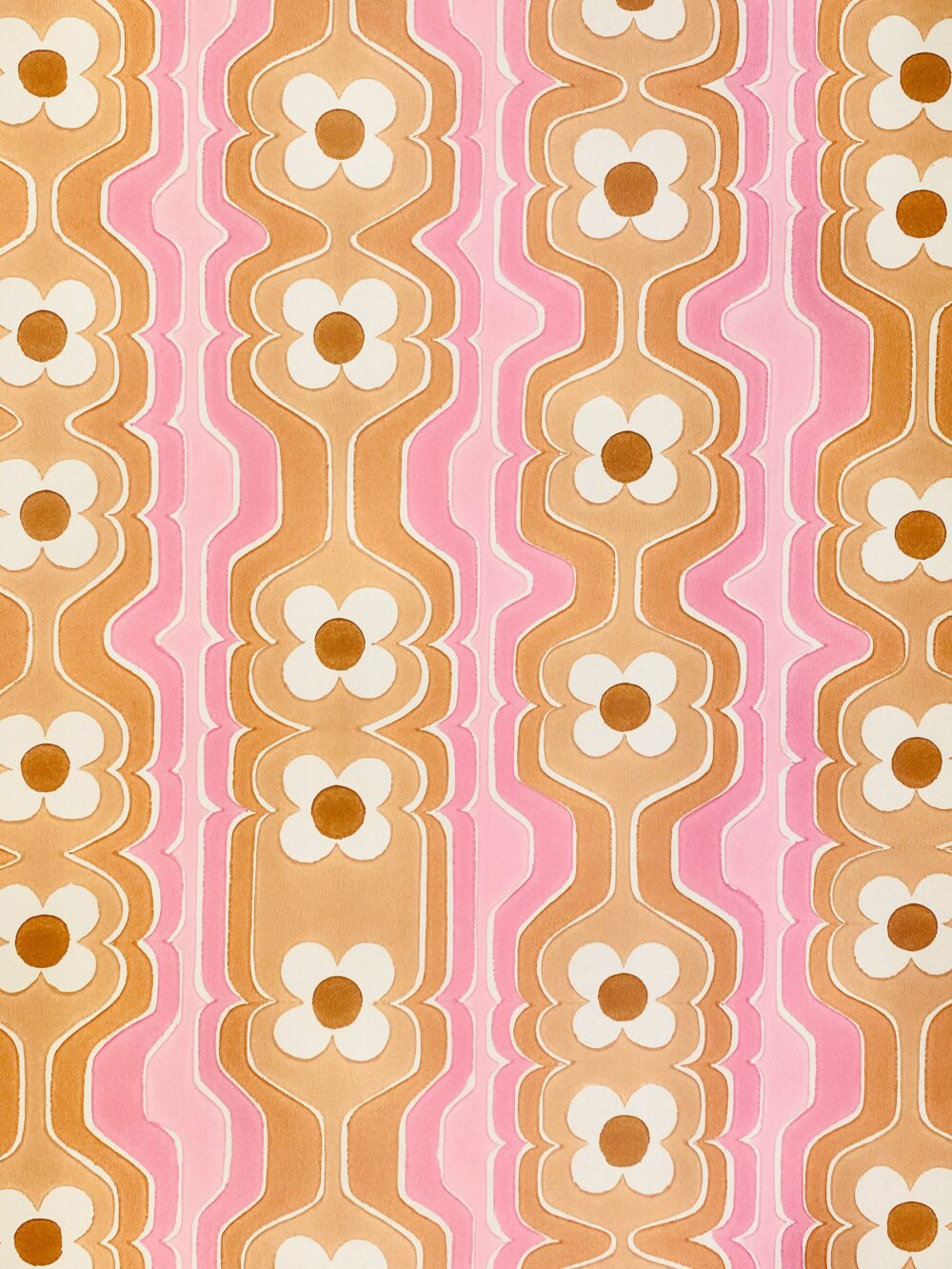 Pink and brown retro wallpaper