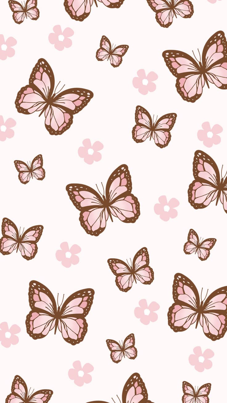 Pink and Brown Butterflies Wallpaper