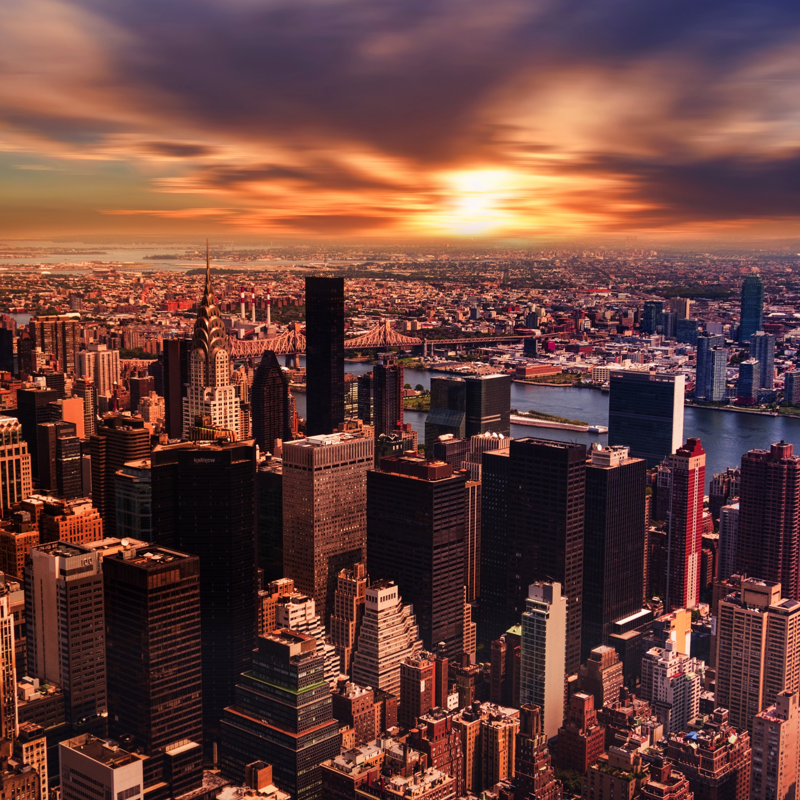 New York City Wallpaper 4K, 5K, Cloudy Sky, Sunset, Cityscape