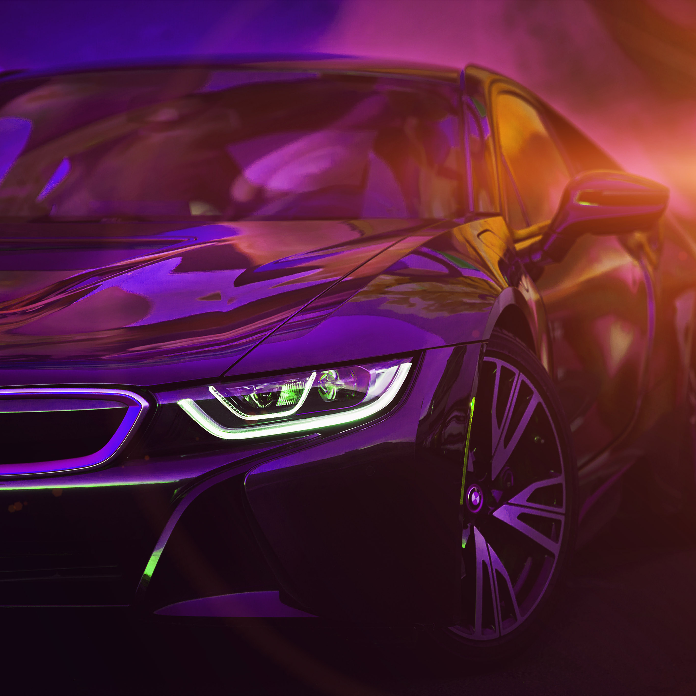 Bmw Rainbow Red Purple Car Art