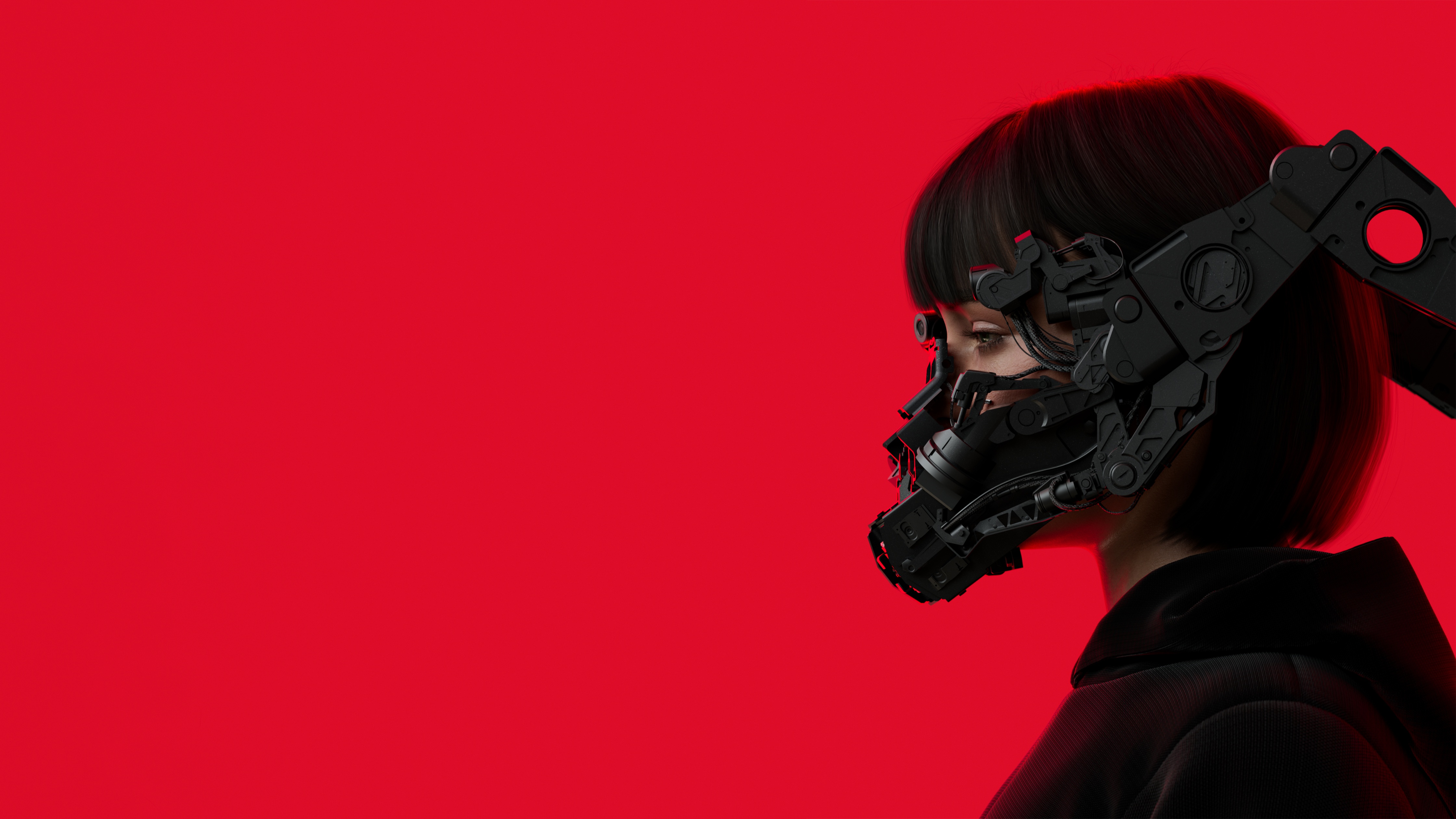 Cyberpunk Wallpaper 4K, Red background