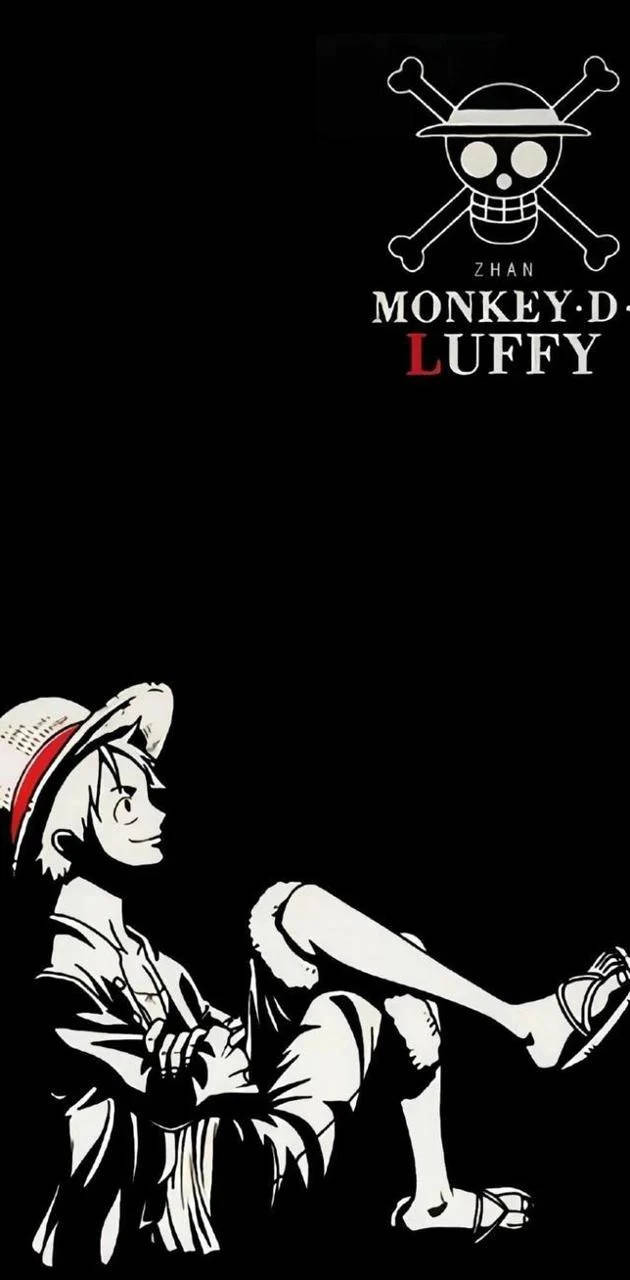 Sitting Monkey D. Luffy Black And White