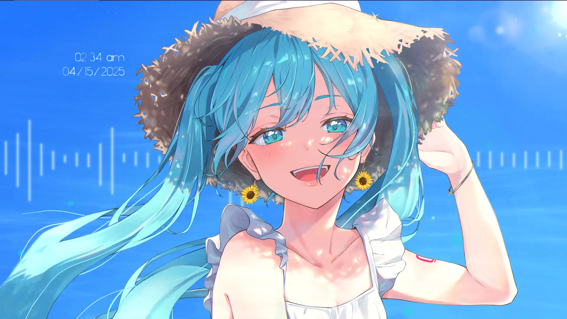 Live wallpaper Miku in the summer 4K