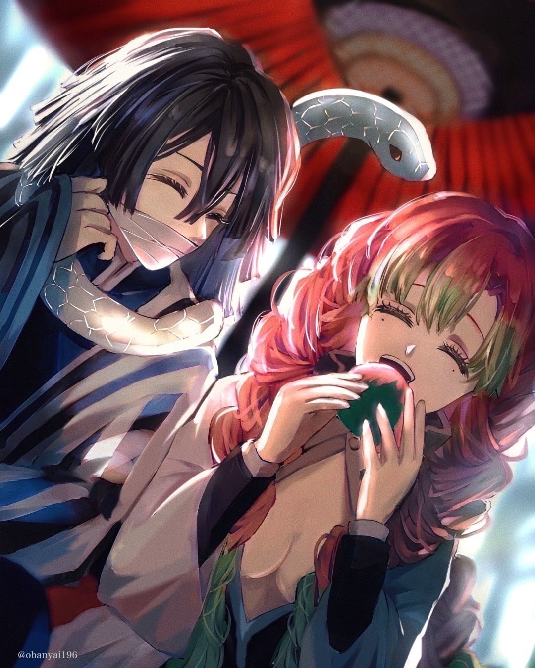 Mitsuri & Obanai having snacks by