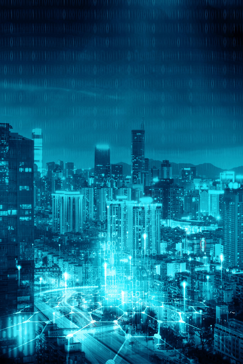 Blue Technology Smart City Background
