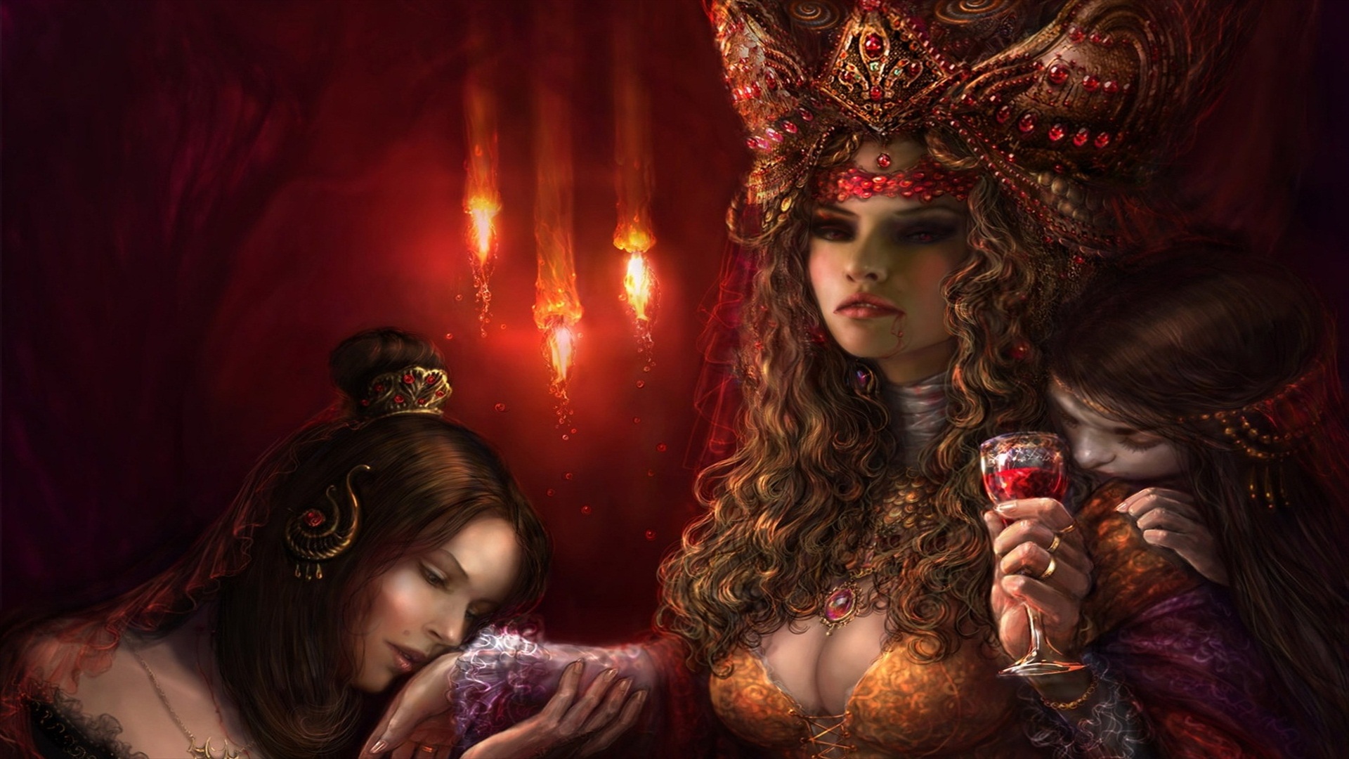 Vampire Elegance: Dark Fantasy HD Wallpaper