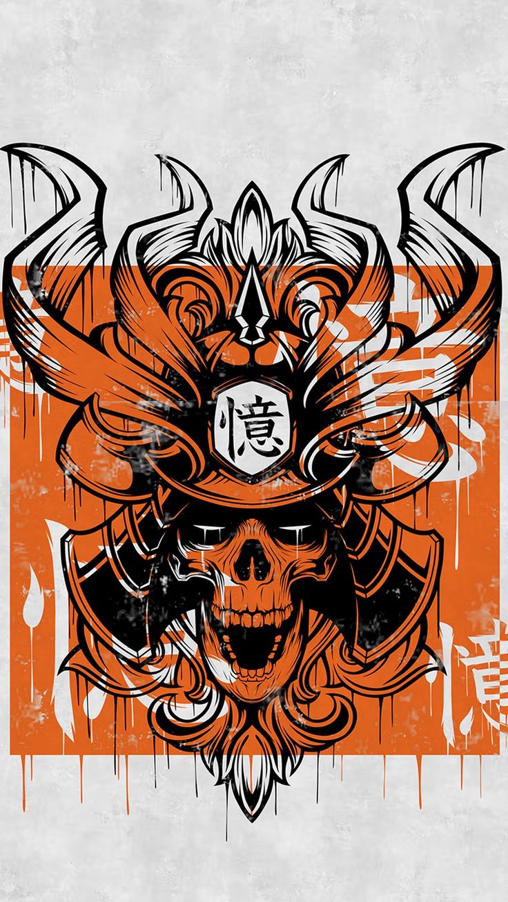 Wallpaper samurai, skull, warrior