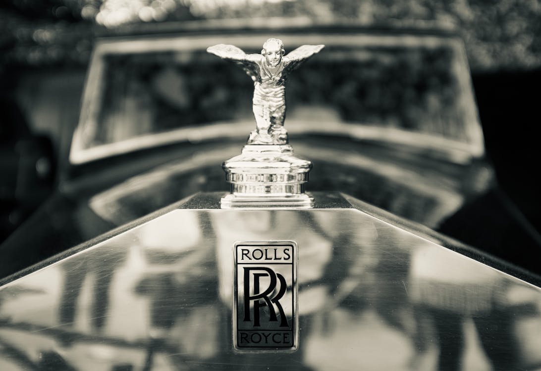 Close up of Rolls Royce Logo and Emblem