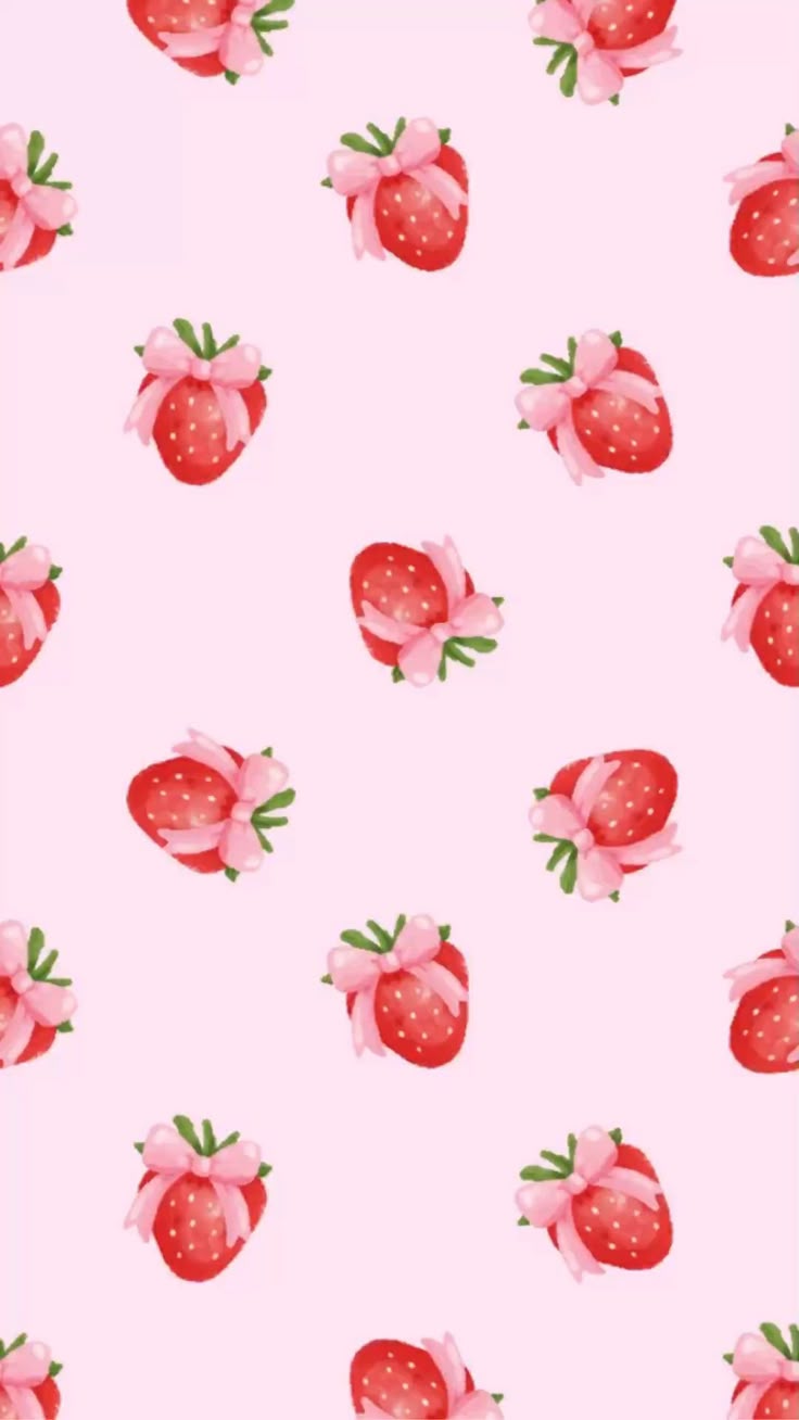 coquette strawberry bow wallpaper hd