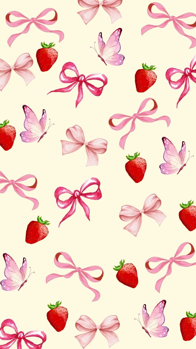 coquette aesthetic pink bow strawberry