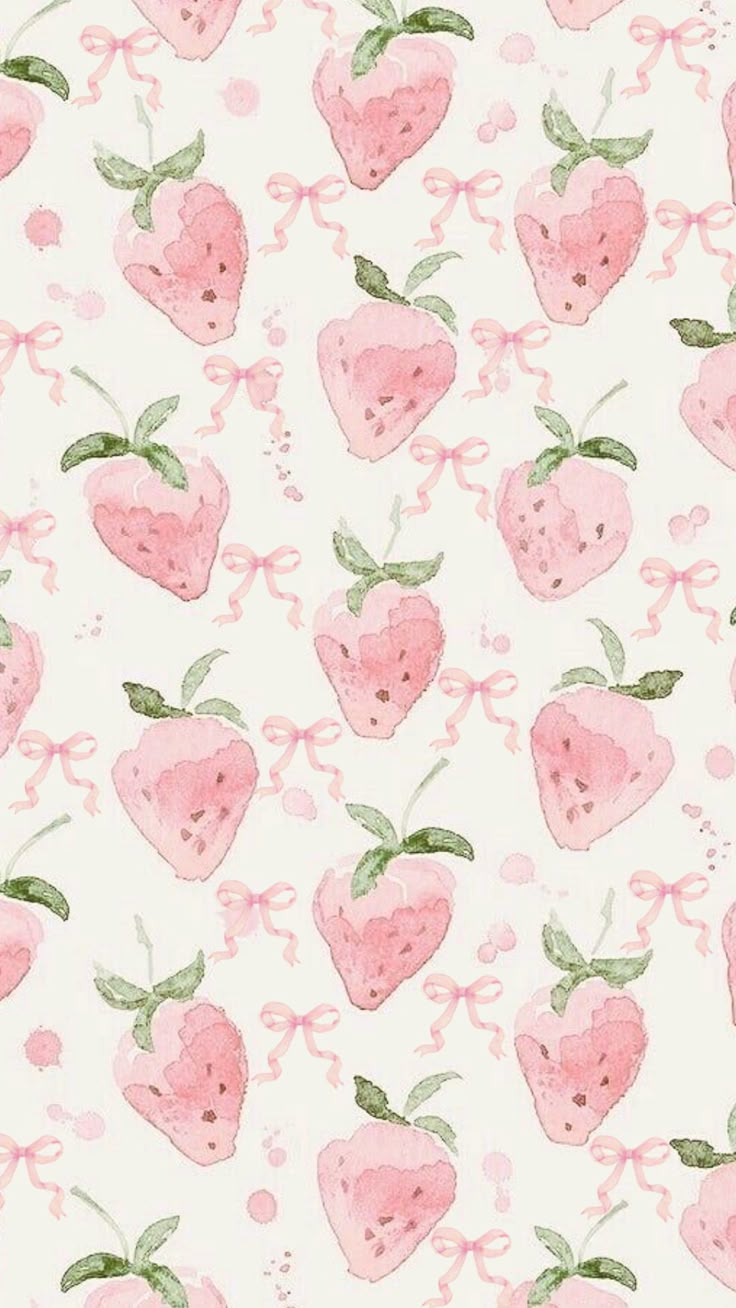 strawberries and bows wallpaper