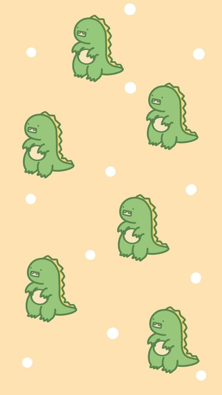 Yellow Dino Kawaii iPhone Wallpaper
