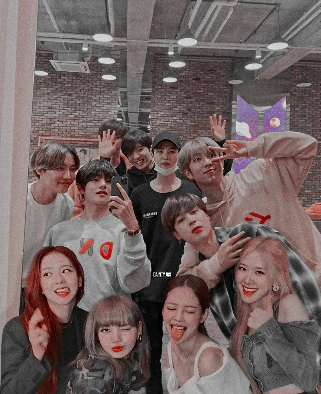 Bts And Blackpink Mirror Selfie