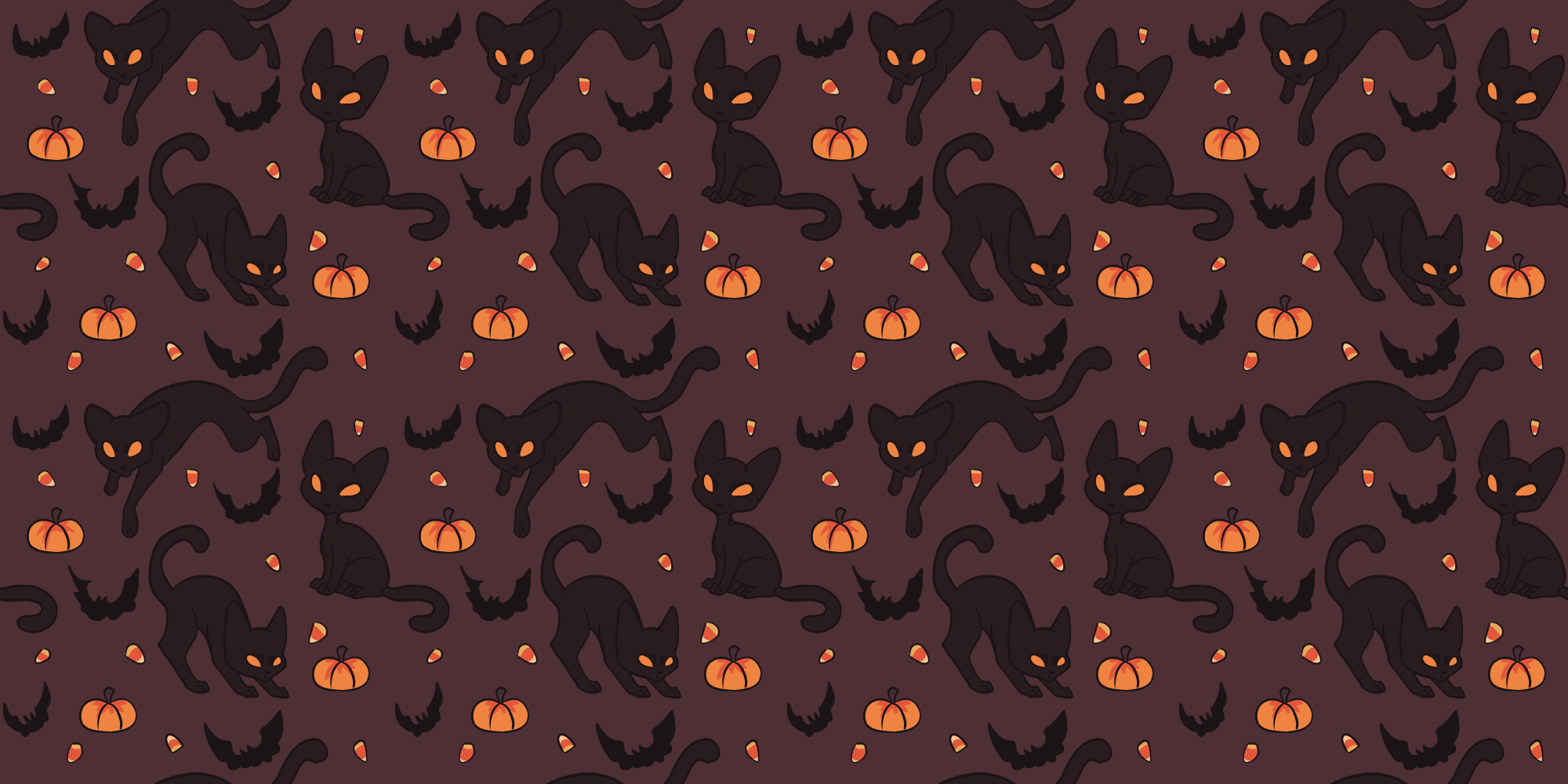 Spooky Halloween Night: Black Cats, Bats & Pumpkins HD Wallpaper
