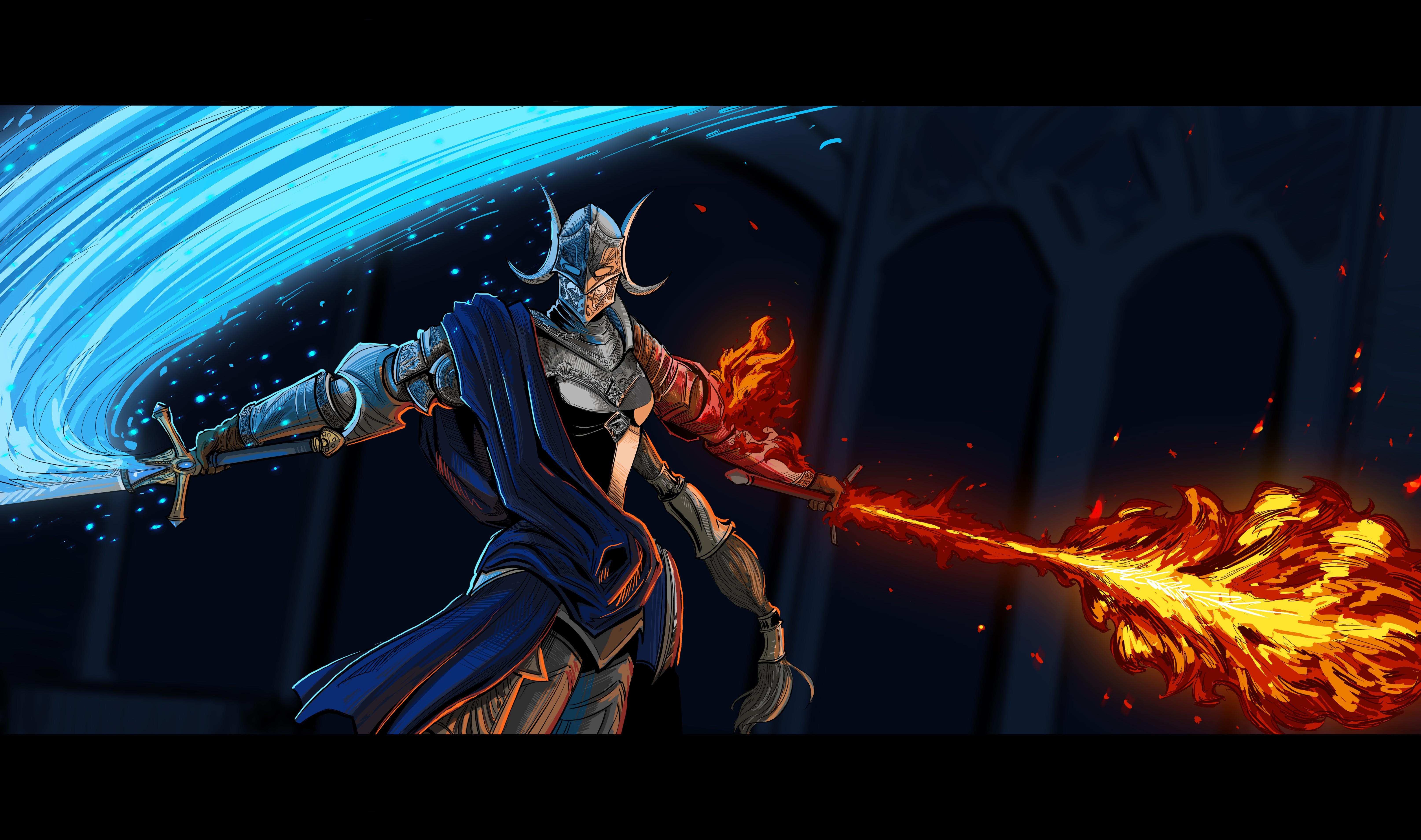 Rellana twin moon knight illustration