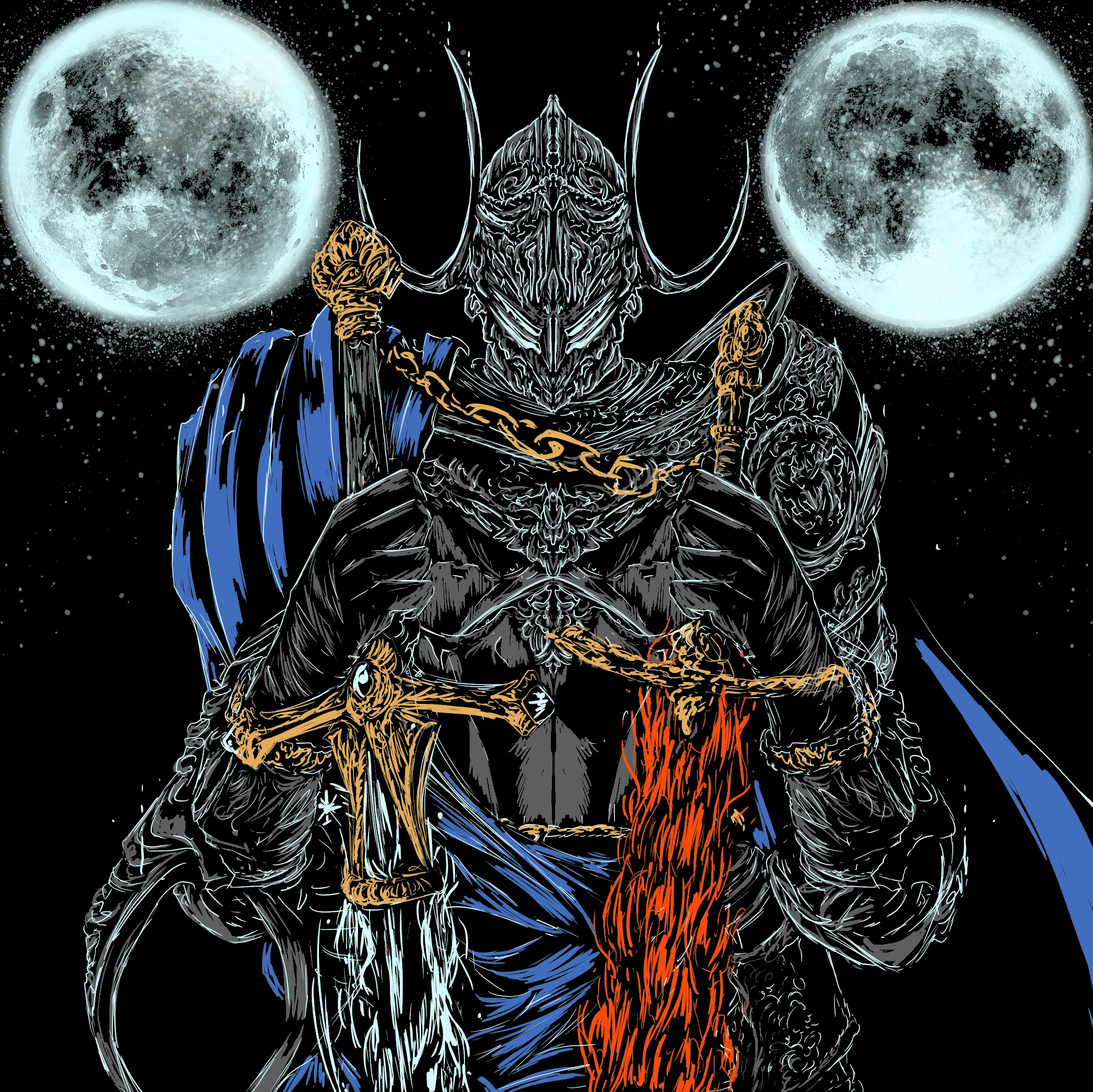 Rellana, Twin Moon Knight 2097x2096