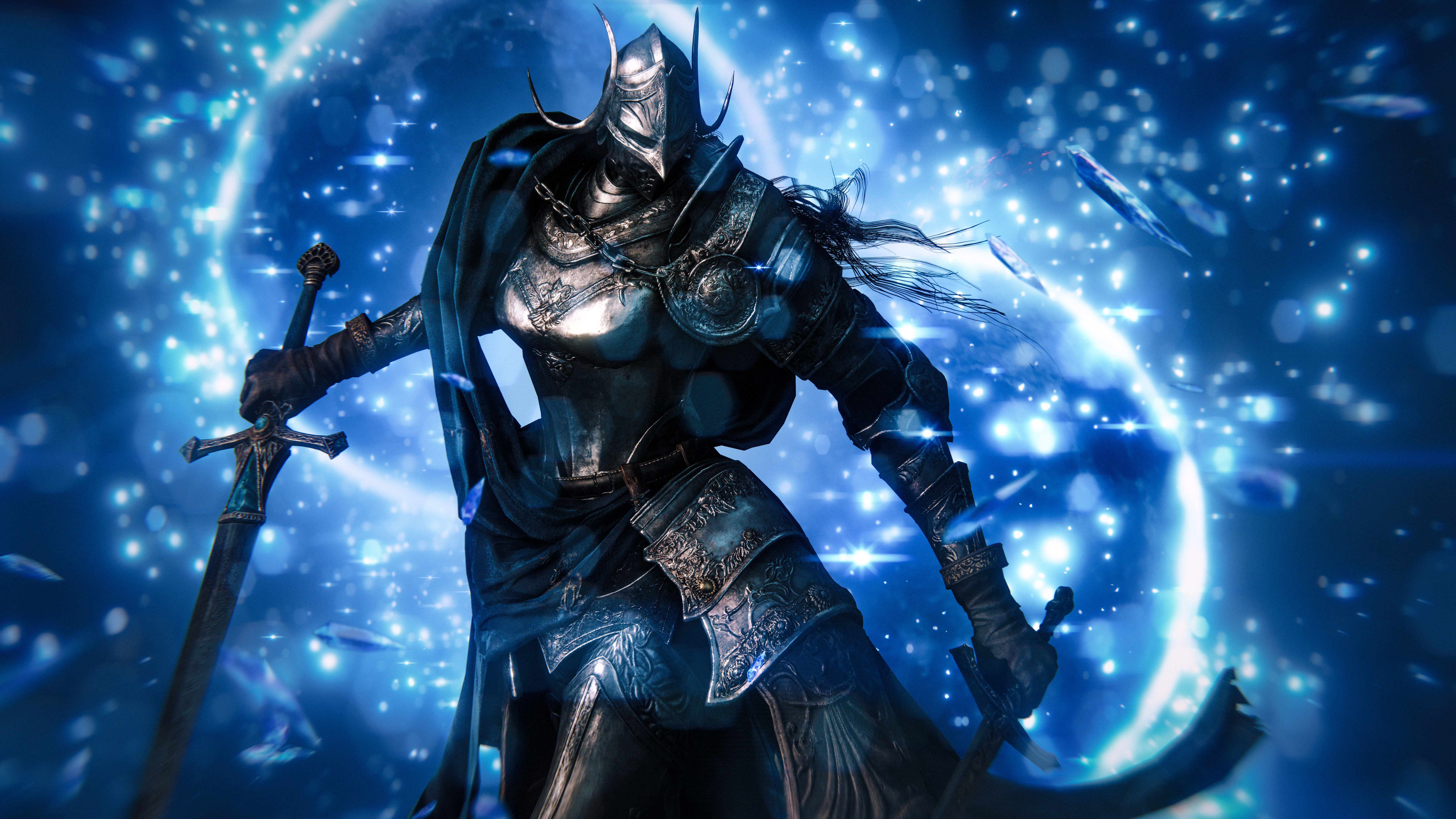 Rellana Twin Moon Knight Wallpaper 4K