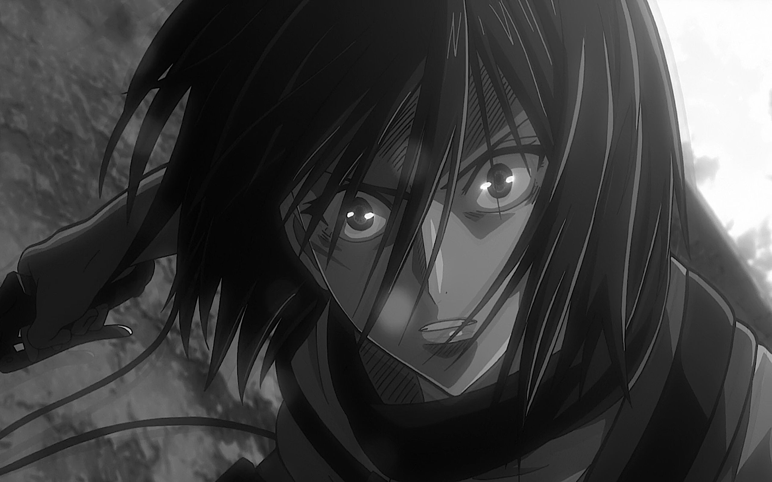 Mikasa Ackerman Black & White HD Mobile