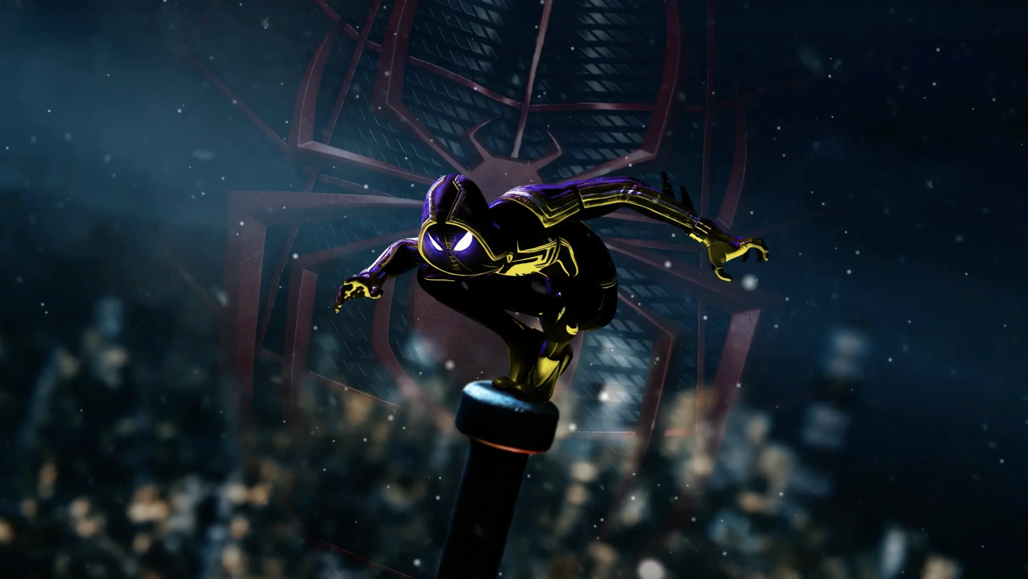 Superhero. Neon Spider Man. Dust 4K