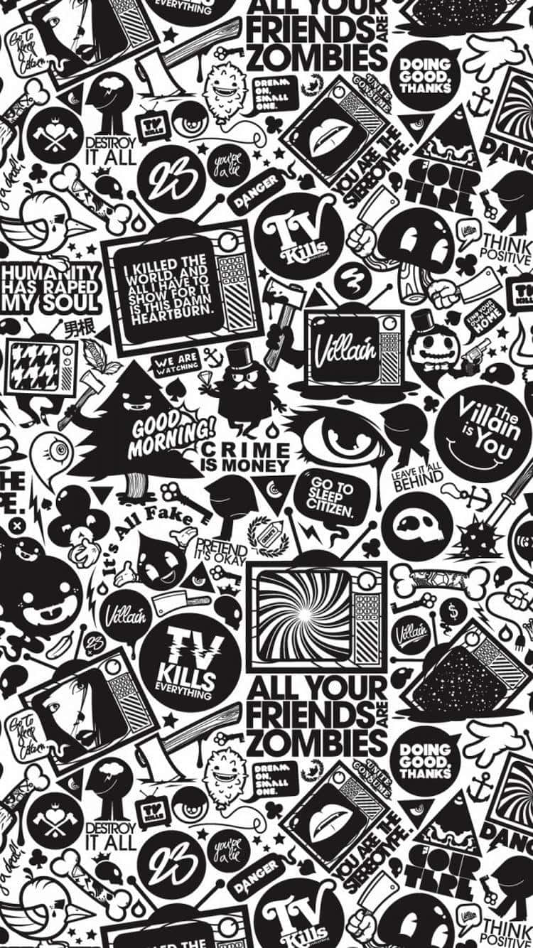 Black And White Cartoon Wallpaper