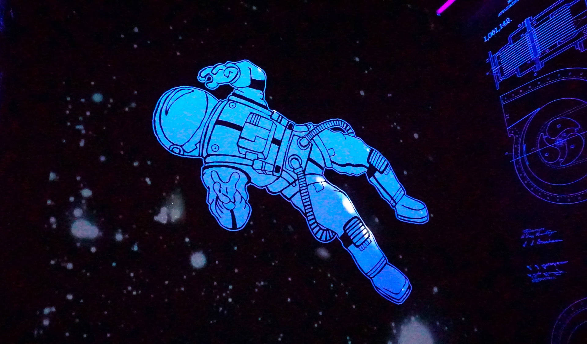Floating Blue Astronaut Animated