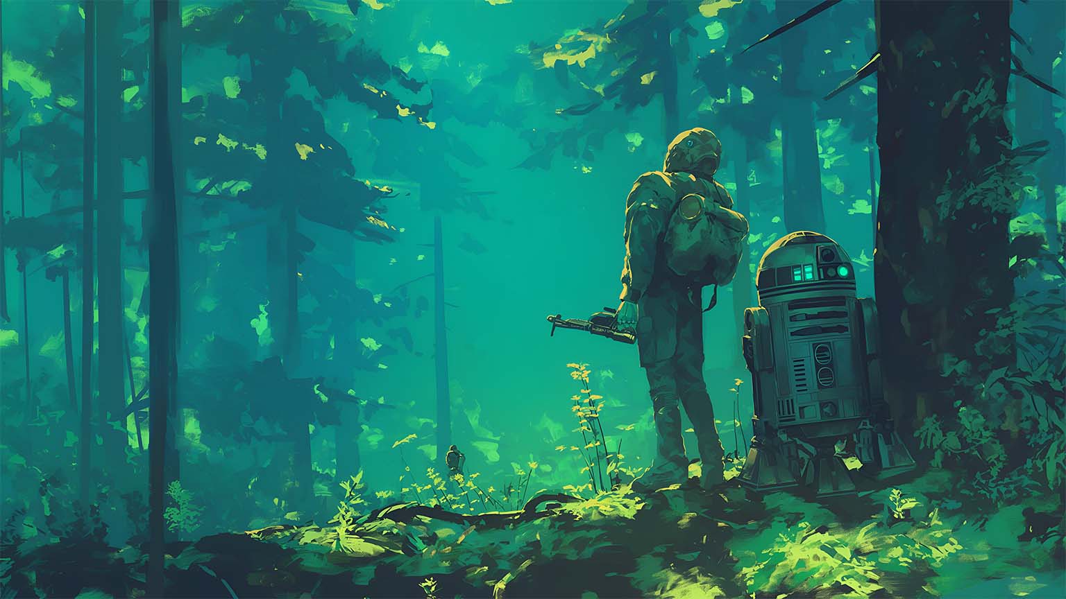 Forest Scene Art Style PC Wallpaper