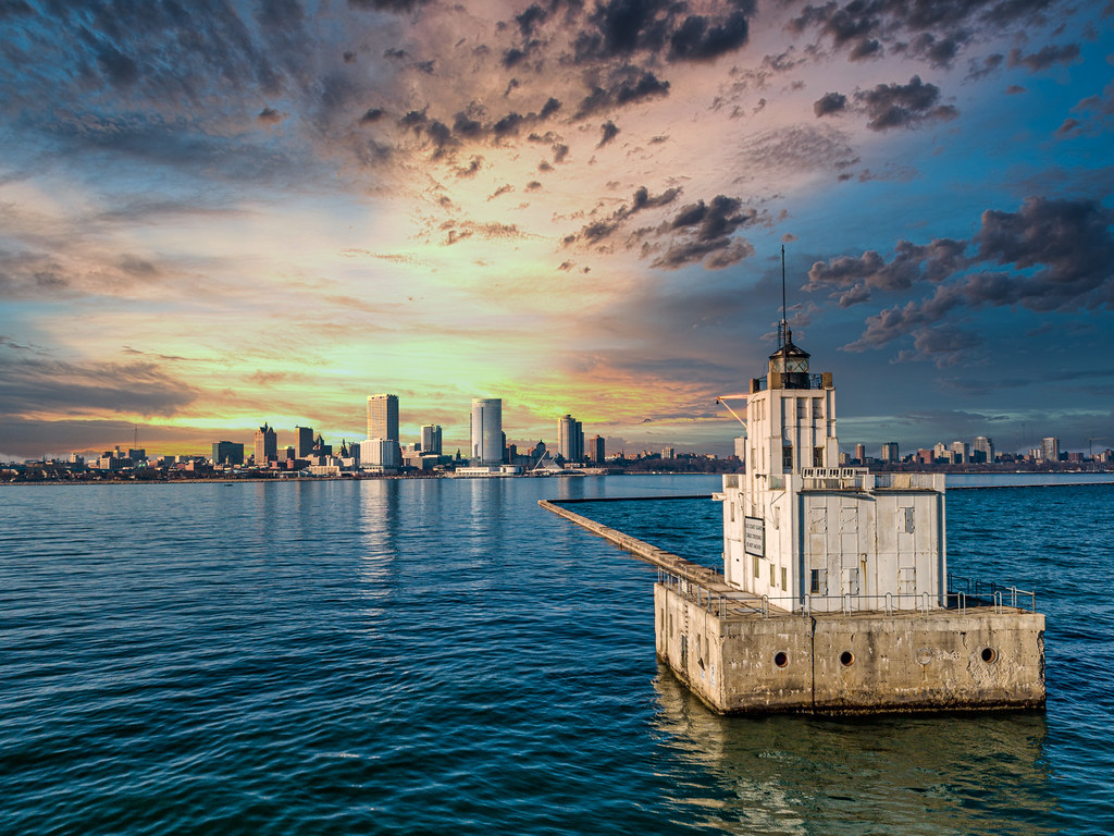 Milwaukee Sunset. An aerial view