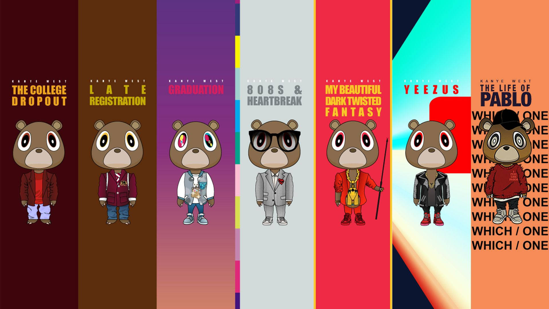 Kanye West Bear Albums Split Screen