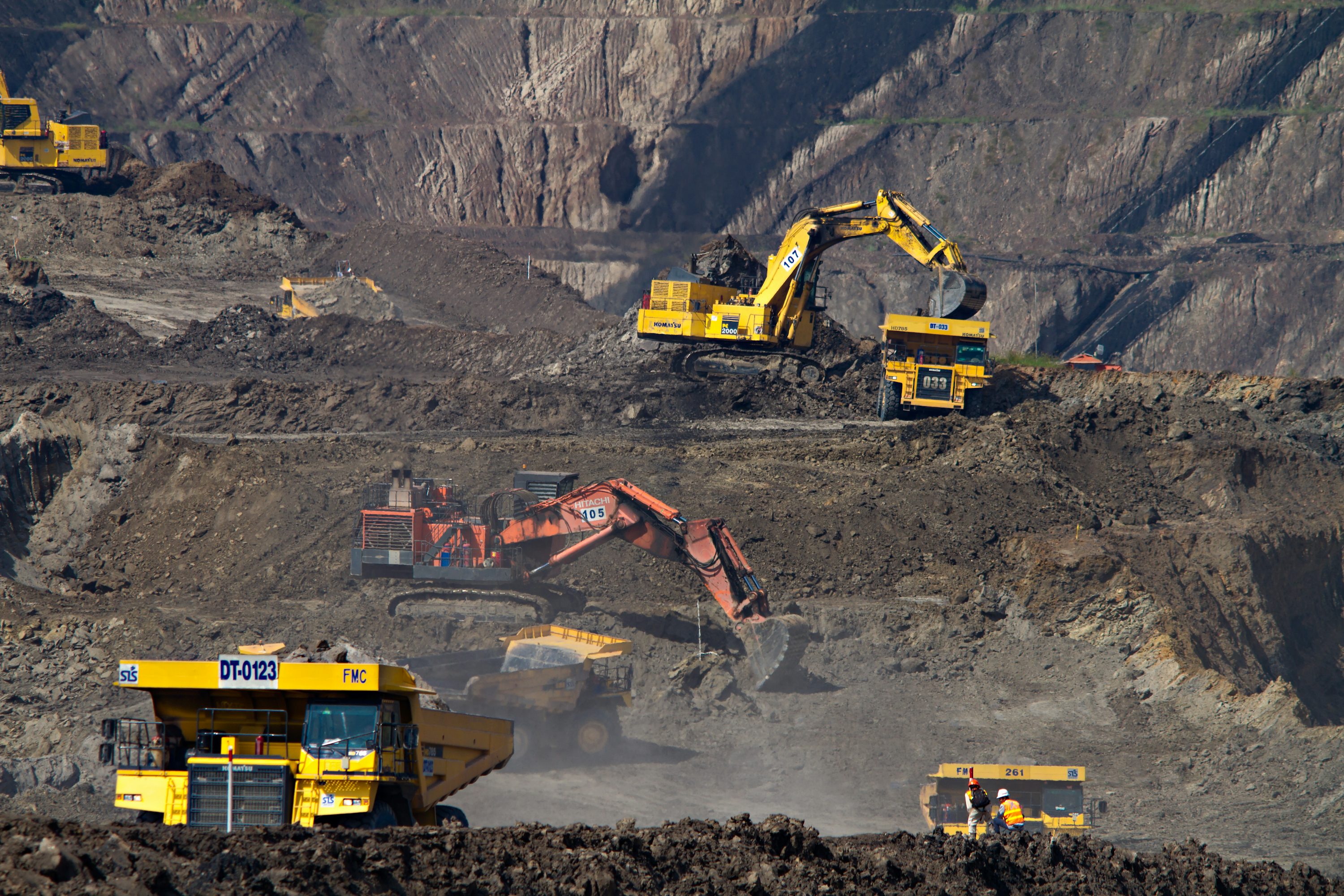 excavators at mining area photo
