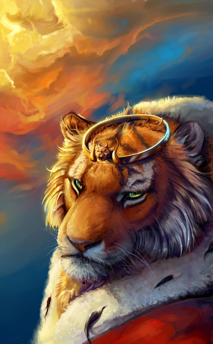 Tiger Painting with Leaf on Nose