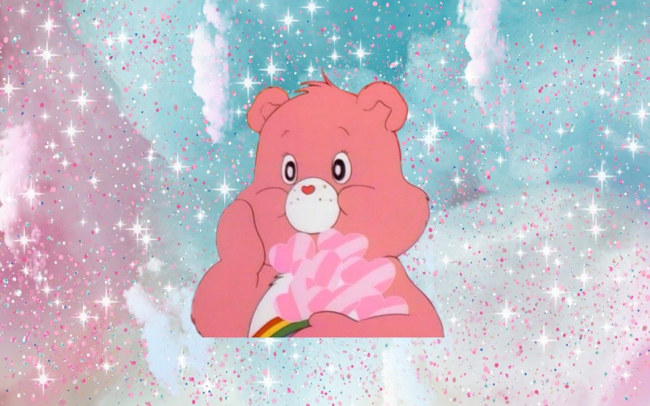 Pink care bears cute aesthetic desktop
