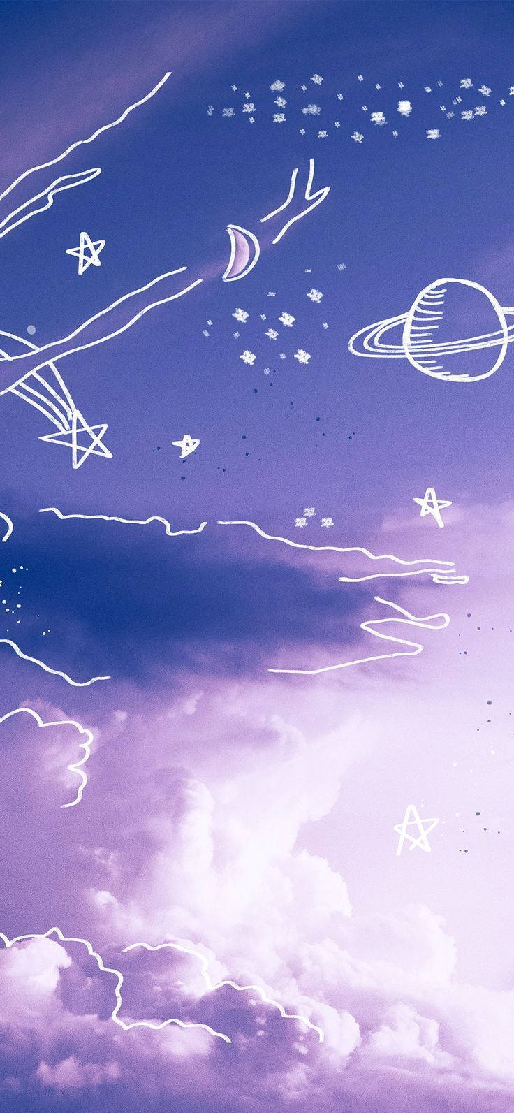 Purple Aesthetic Phone Sky Doodle