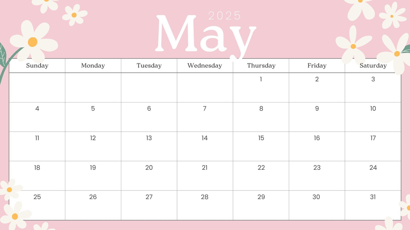 May 2025 calendar