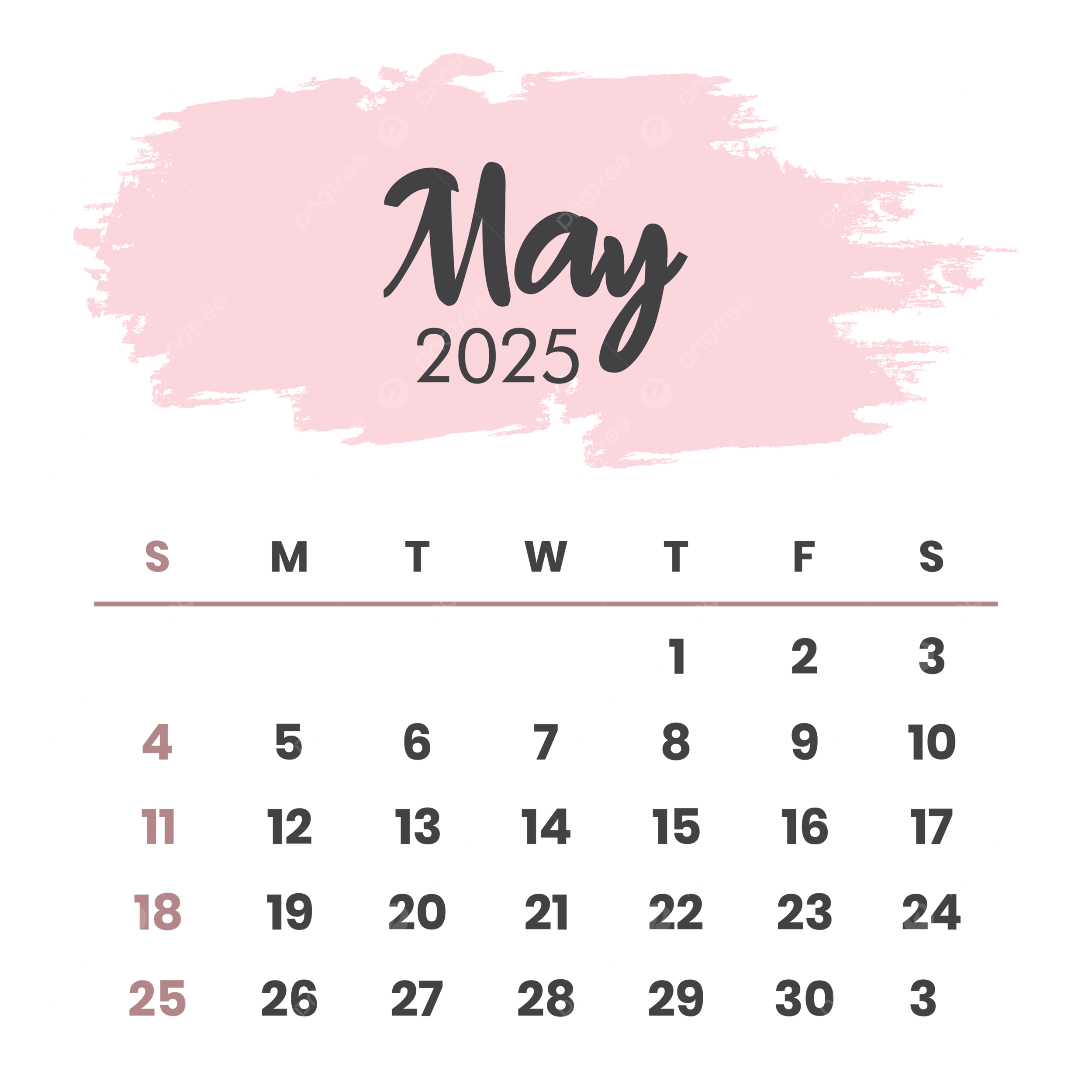 May 2025 Calendar, 2025 Calendar PNG