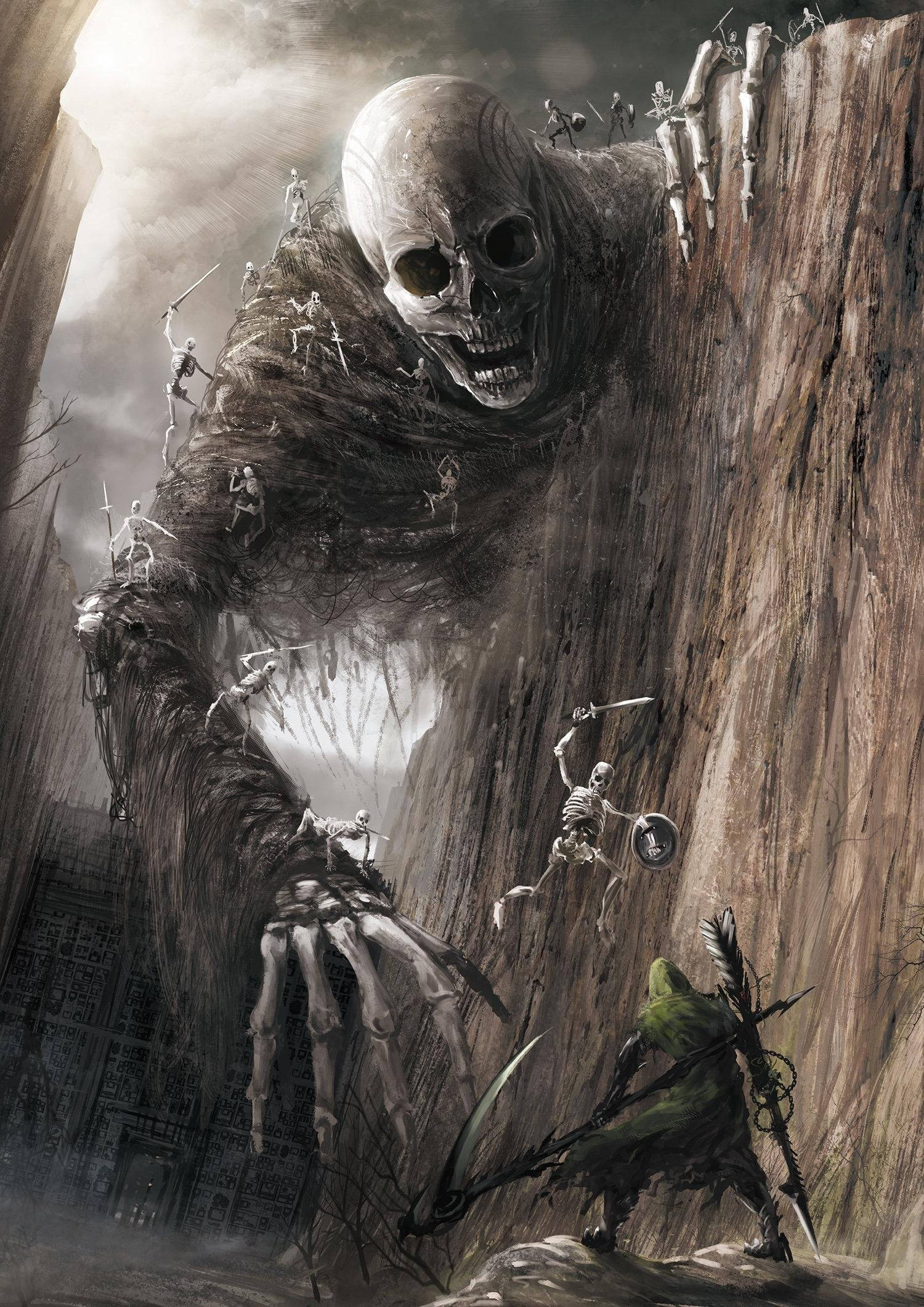 Giant Skeleton Aesthetic Sketch