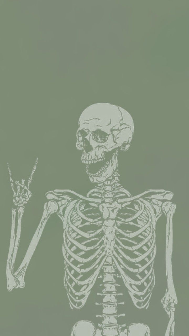 sage green skeleton wallpaper