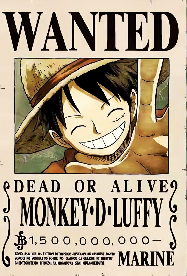 Luffy 1.5 billion bounty poster 4k