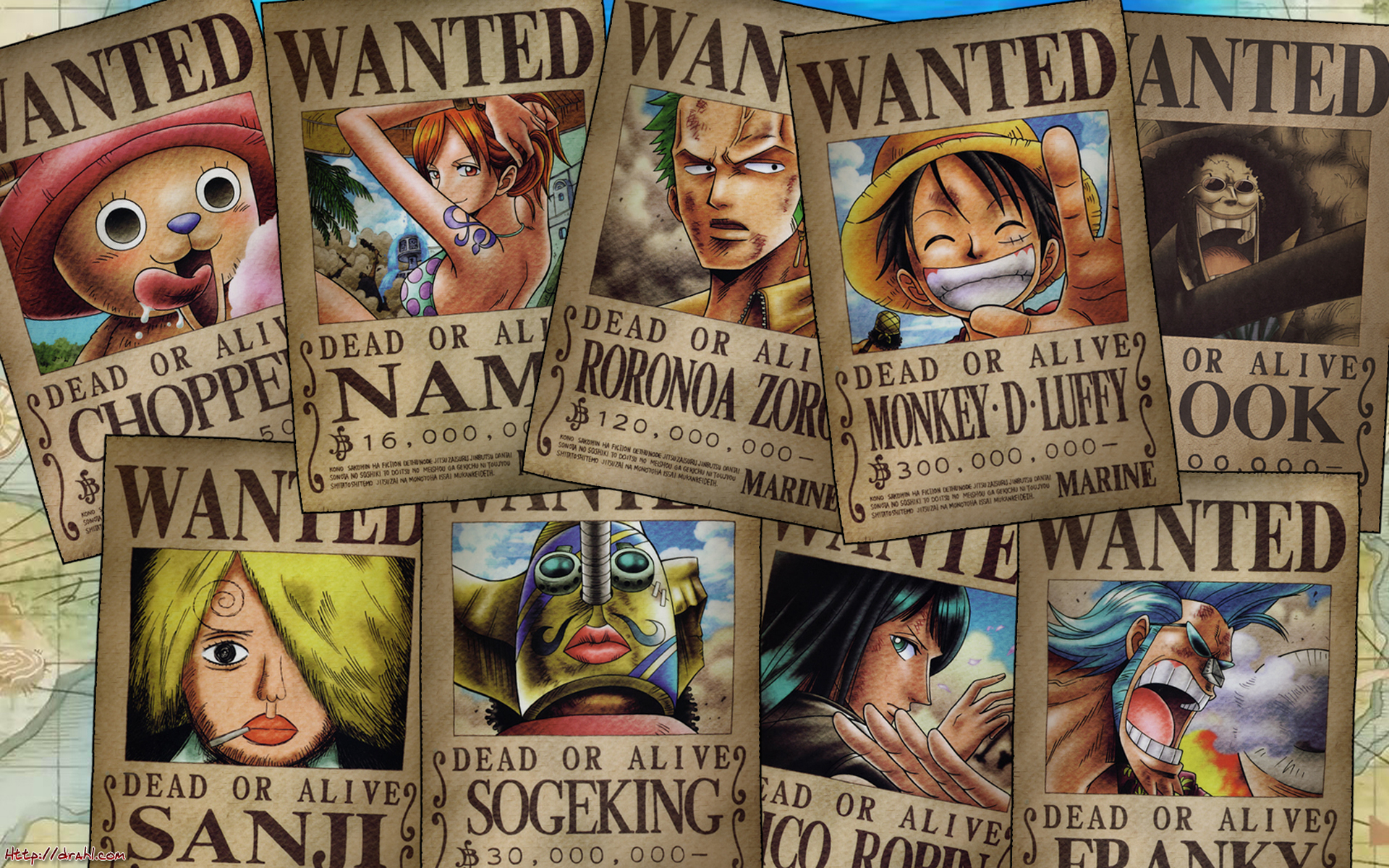 One Piece Wanted Posters HD Wallpaper