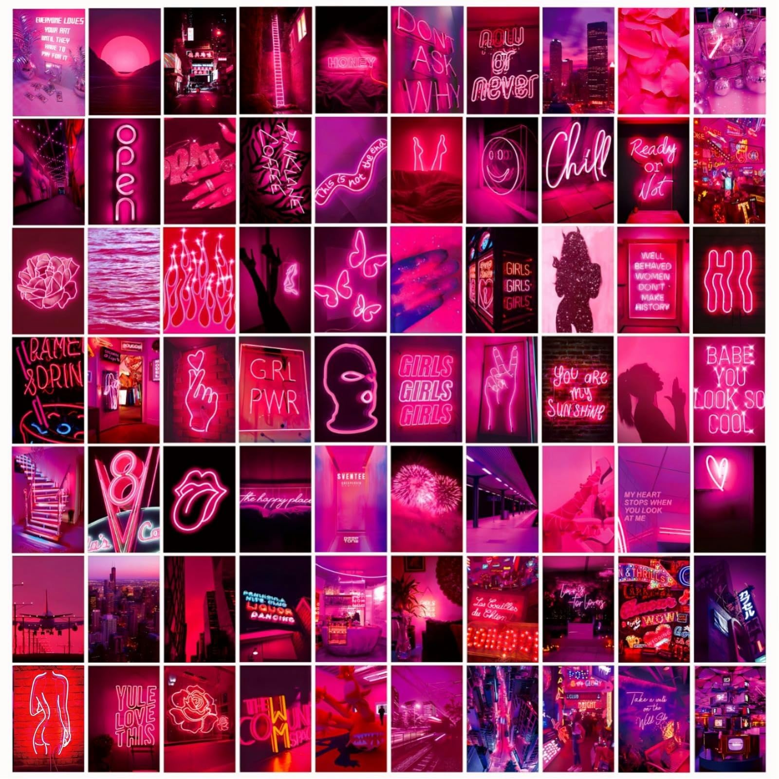 LCLAIDYDY 70 Pcs Pink Neon Wall Collage