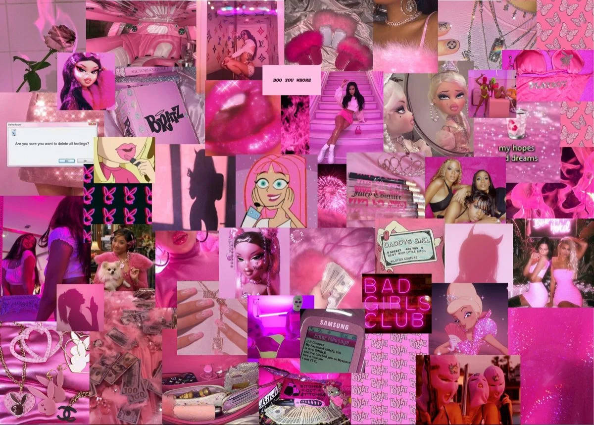 Hot Pink Collage Aesthetic Feminine