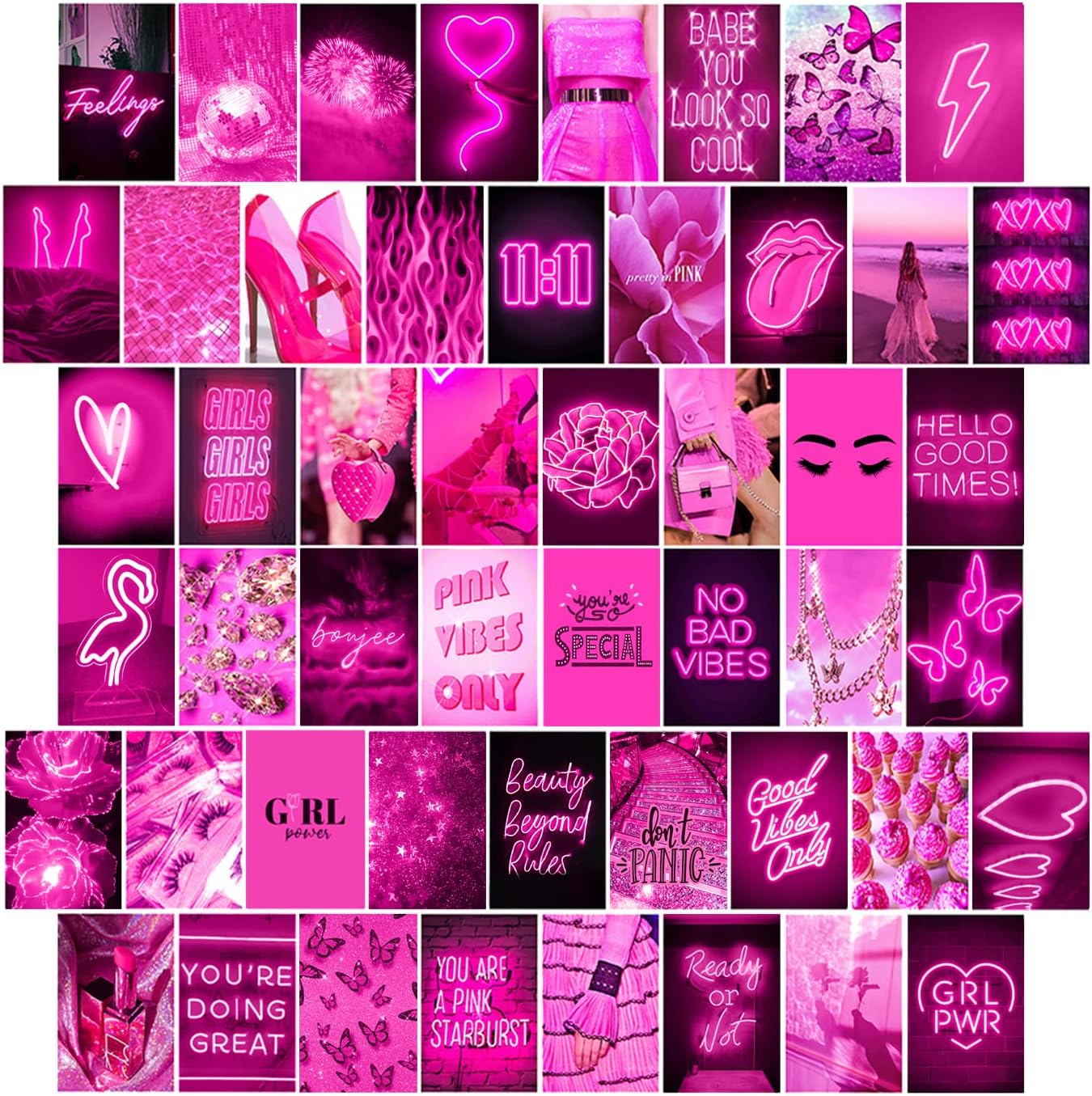 Pink Neon Wall Collage Kit