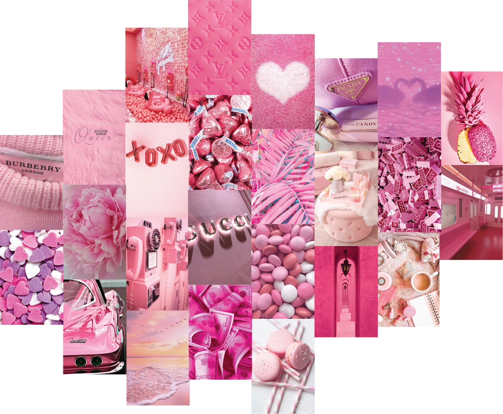 Hot Pink Aesthetic Wall Collage Set