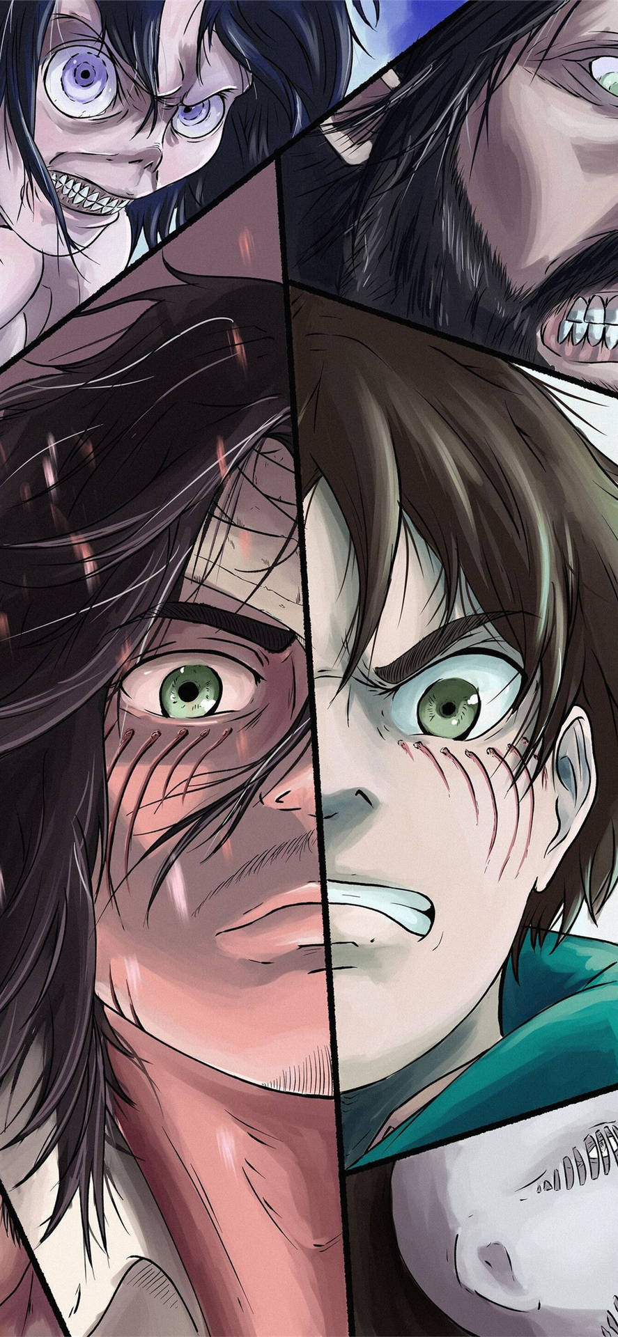 Download Eren Faces Collage Wallpaper